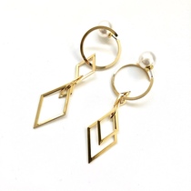 SHUNAs Hand Shishi Rin multiple diamond-shaped metal free combination ring Japanese-style personalized ear hook ear clip