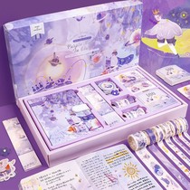 A full set of girls hearts and hands ledger set cheap high-value luxury version net red hand ledger set box starry sky notebook