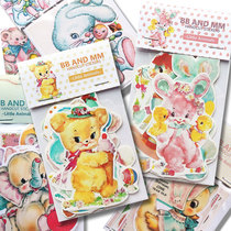 Super variety of vintage cute retro Showa wind homemade hand account small animal stickers Korean ins girl heart