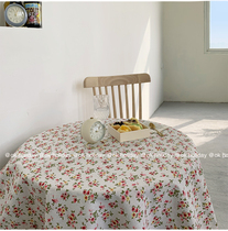 ok holiday*Korean style ins retro small floral cotton linen tablecloth girls dormitory bed and breakfast decoration hanging cloth
