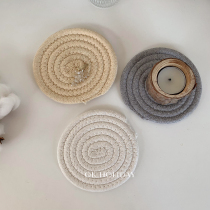 ins Nordic Wind cotton Line Woven Cup Mat Ornament Jewelry Swing Pat Sun Style Heat Insulation Mat Hand Swing Pat Props