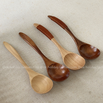 Retro Ins Log Wind Day Style Winding Rice Spoon Small Soup Spoon Subporridge Spoon Han Style Wooden Rice Soup Spoon S Type Pull Face Spoon