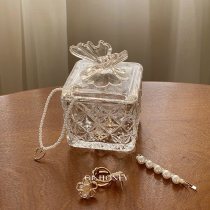 Relief Ins Square Butterfly Glass First Accessories Box Ring Ornament Box Containing Box Retro Medieval Swing Piece Coffee Shop