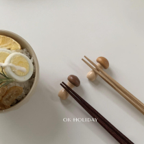 Japan-style Retro Ins Small Crowdmushroom Chopsticks Shelf Pure Solid Wood Pendulum Pieces Restaurant Cutlery Shelf Folk Korean Wind