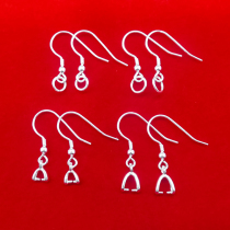 925 Pure Silver Ear Ring Accessories Diy Homemade Earrings Handmade Material Hook Ear Pendant Clips Buttoned Headwear Ear Hook Circle