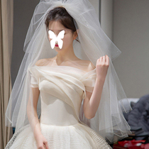 Light Wedding Dress 2021 New Bridal Temperament Small CrowdDesign Princess Wind style main yarn Brigade slapped out the door yarn Summer women