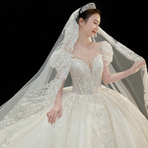 Main Wedding Dress 2021 New Temperament Bridal Pregnant Woman Great Tug Tail Heavy Work Extravaganza Superior Sensuo Palace Tingale Summer