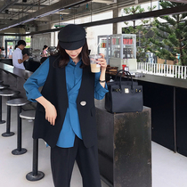 2021 spring and autumn new Korean version of the suit vest womens short loose sleeveless vest wild waistcoat vest jacket