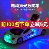 The same childrens toys will dance and spin the universal police car Boy 1 year old baby deformed car toys