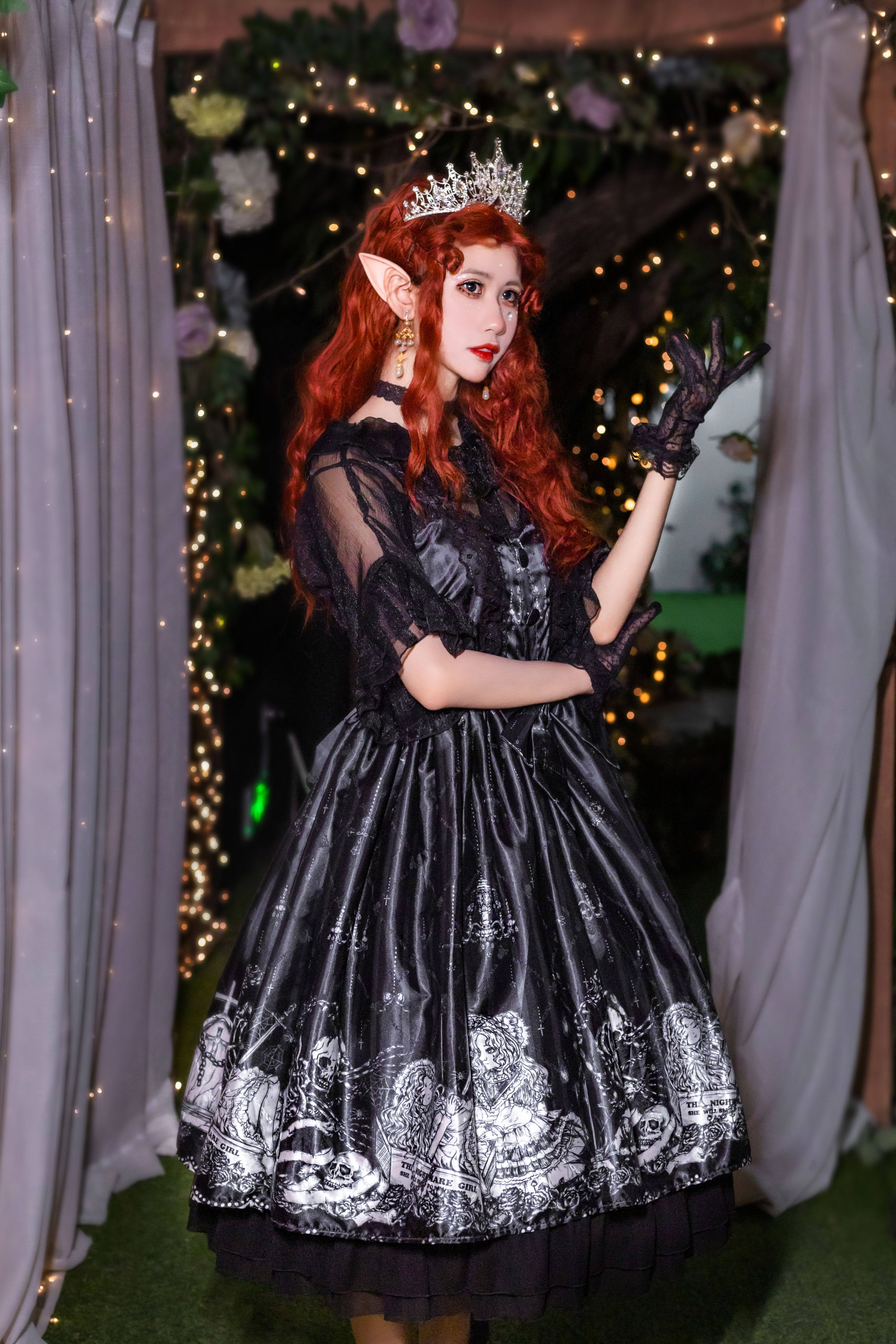 现原创设计lolita暗黑哥特风大裙摆连衣裙女