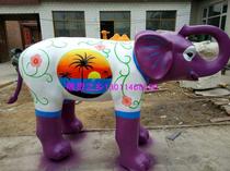 FRP painted elephant sculpture painted little elephant sculpture Commercial Street pedestrian street popular sculpture cartoon animal