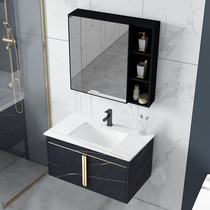 304 Stainless Steel Bath Room Cabinet Combined Rock Board Integrated Basin Toilet Wash Face Wash Basin Wash Table Hanging Cabinet Brief