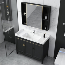 Bath Room Cabinet Combined Floor Type Toilet ceramic Balcony Face Basin Cabinet Modern Light Lavish Wash Washstand Wash Basin