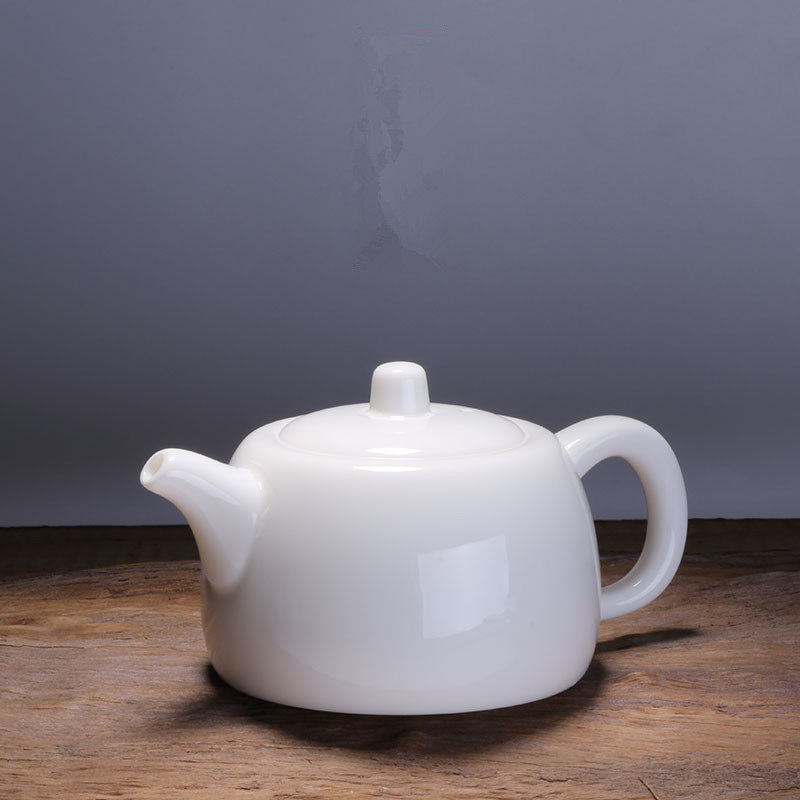 中国白玉瓷茶壶单壶手工大号井栏壶 高档白瓷陶瓷功夫茶具_7折现价388