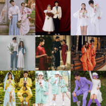 New wedding photo studio photography couple theme photo art dress red suit fashion Korean suit