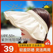 Foldable sunscreen hat womens summer thin UV-proof beach sunscreen sunshade face big hat brim fishermans hat