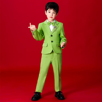 Boys suit children dress handsome English performing dress beautiful British green little host college wind