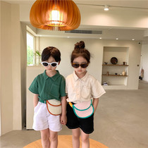 2022 Summer Kids Korean Style Short Sleeve Shirt Boys Girls Bright Western Style T Shirt Baby Cotton Casual Shirt Fashion