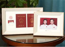 Two-color marriage certificate table solid wood simple