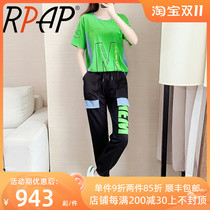 RPAP short-sleeved top casual wear sports suit womens summer sports trousers net red popular all-match two-piece suit