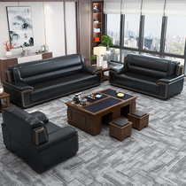 New Chinese office sofa Modern minimalist Business Reception Three-place office President Guest Tea Table Combinations