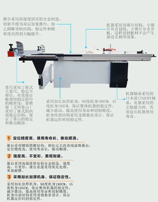 Máy cưa bàn đẩy, máy cưa chính xác, máy cưa bảng cắt 90/45 độ, máy cưa bàn điện, máy móc và thiết bị chế biến gỗ, máy cưa đẩy bàn chế biến gỗ - Thiết bị sân khấu