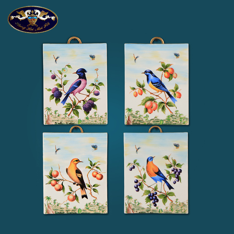 American country ceramic painting of flowers and birds sitting room adornment household soft adornment villa porch background wall hang a picture