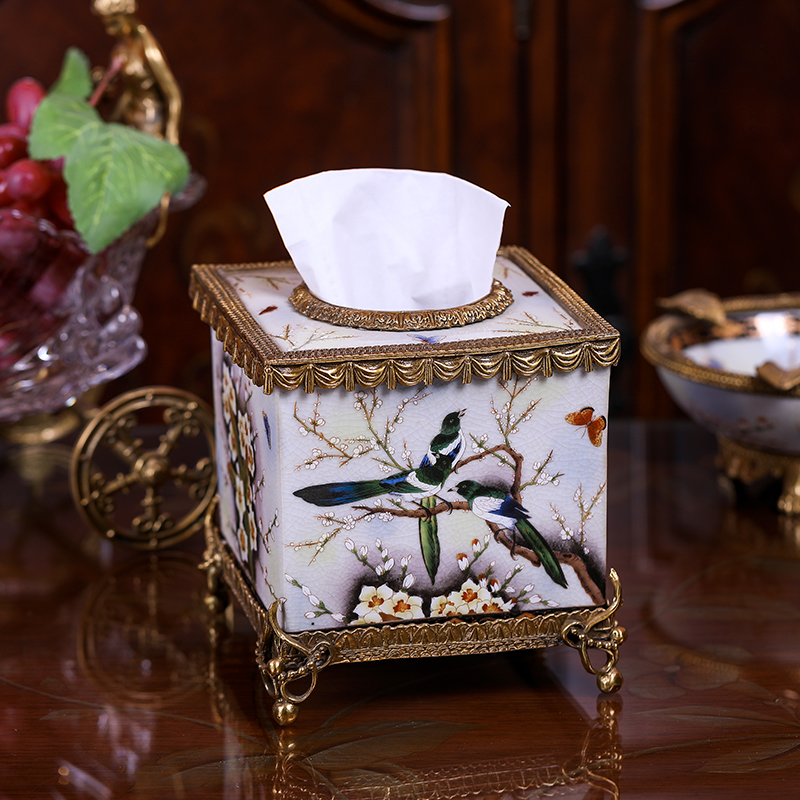 European ceramic tissue box furnishing articles American - style restaurant home decoration luxurious sitting room tea table of high - grade paper box