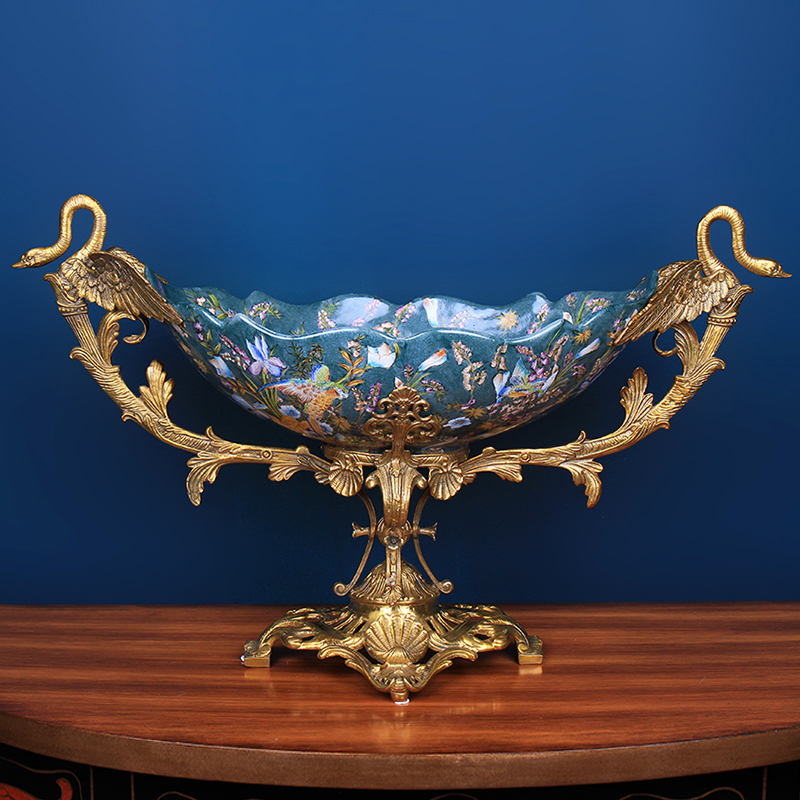 Europe type restoring ancient ways is the swan fruit bowl sitting room ceramics with copper household act the role ofing is tasted tea table table decoration key-2 luxury furnishing articles