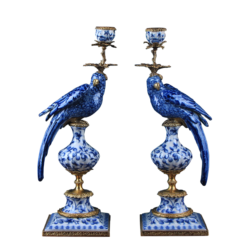 European creative parrot candlestick single - head ceramic decoration American home decoration based holders sitting room porch place