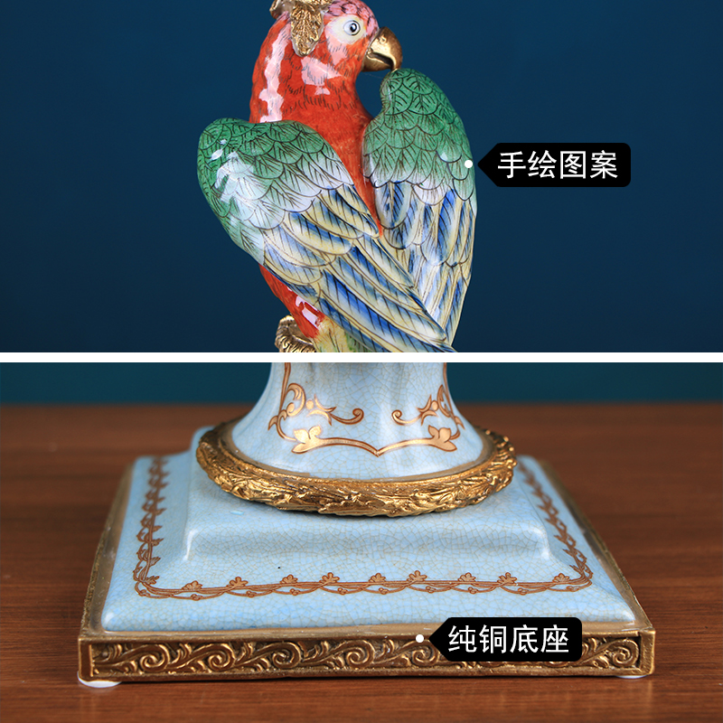 European creative parrot candlestick single - head ceramic decoration American home decoration based holders sitting room porch place