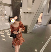 DAJOS French MOVIE Rose Manor EARLY SPRING VINTAGE V-NECK SUSPENDER DRESS FEMALE FLORAL FISHTAIL