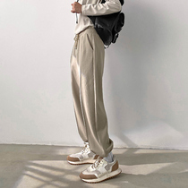 Autumn mens casual pants loose Korean fashion knitted pants Joker sports pants drawstring trousers drawstring trousers