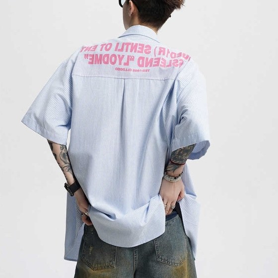 American striped printed short-sleeved shirt men's summer trendy brand design lazy top thin casual shirt jacket
American striped printed short-sleeved shirt men's summer trendy brand design lazy top thin casual shirt jacket