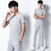 Jordan No Sports Suit Mens Summer Short Sleeve Long Pants 361 Pure Cotton T-Shirt Slim Fit Fashion Casual Two Sets