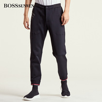 BOSSSUNWEN 2020 Spring mens comfortable breathable pants fashion elastic waist casual pants drawstring pants