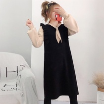 Pregnancy Woman Dress Sweater Pregnant Woman Autumn Clothing Suit Fashion dolls collar Long sleeves sweaters Skirt Autumn winter style blouses jacket Winter