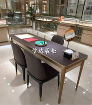 High-end jewelry counter stainless steel metal negotiating table reception table reception table desk Beijing customized
