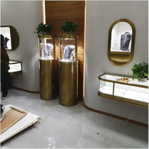 High-grade cylindrical glass display cabinet Stainless steel jewelry display cabinet cylindrical boutique independent cabinet Beijing custom