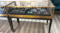 Jewelry cabinet Glass display cabinet Diamond gem jade shop display cabinet Stainless steel two-color jewelry display cabinet with lock