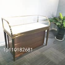 Arc jewelry counter Gold and silver jewelry store Jewelry display cabinet Arc glass counter Stainless steel Cartier display cabinet