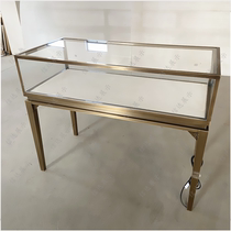 Stainless steel jewelry jade display cabinet Jade antique display cabinet Gold jewelry glass counter Beijing manufacturers custom