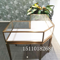 Jewelry display cabinet corner cabinet Bevel glass counter Stainless steel roundabout corner gold jewelry display cabinet Beijing