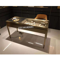 Metal negotiate table stainless steel jewelry booth to see the desk business contact desk exhibition cabinet custom