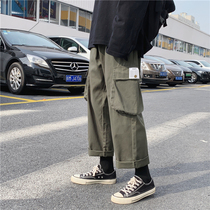 Port Winins Chains Casual Pants Straight Barrel Loose Large Pocket Work Pants Chic Men Hip Hop 90% Broadlegged Pants