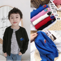 2021 Spring and Autumn New Cotton Knitted Cardigan Children Cartoon Embroidered Crewneck Sweater Jacket Air-conditioned Shirt