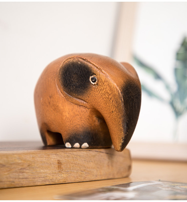 异丽东南亚工艺品实木小象摆件客厅酒柜书柜泰式家居家装饰品摆设