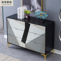 Light luxury modern simple bucket cabinet Solid wood drawer entrance cabinet Living room decoration storage into the door side cabinet Geometric storage cabinet