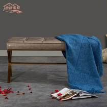 Gray bar stool sofa stool dressing stool coffee table low stool Nordic bed tail stool stainless steel model room shoe stool