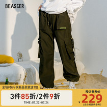 BEASTER autumn lovers fashion brand hip-hop black loose overalls mens pants drawstring pants national tide hiphop